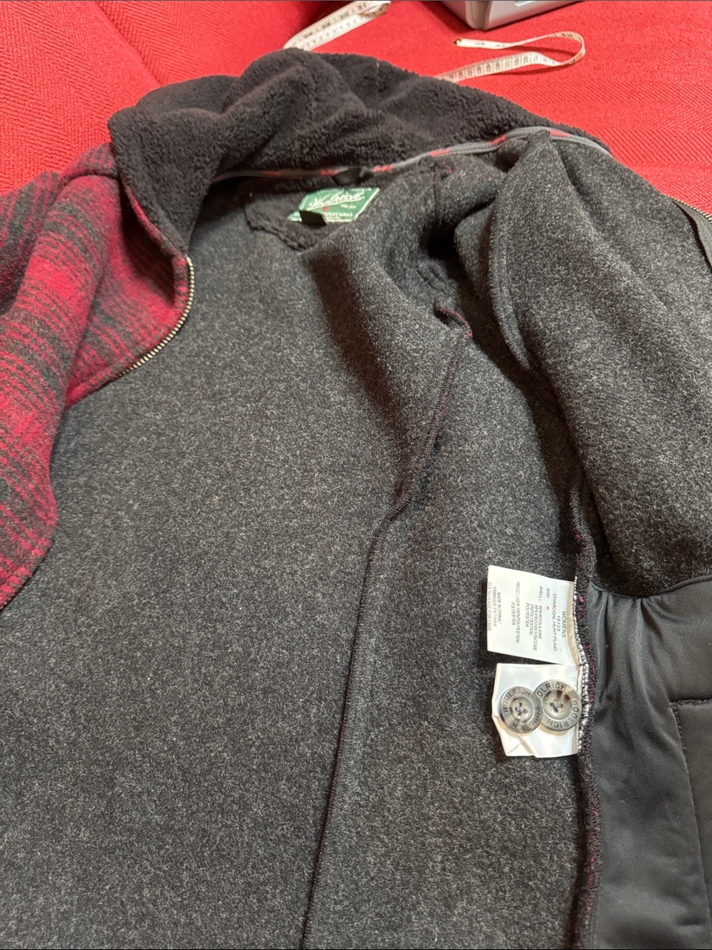 Woolrich Red And Black Plaid Sherpa-Lined Zip Hoodie View 4